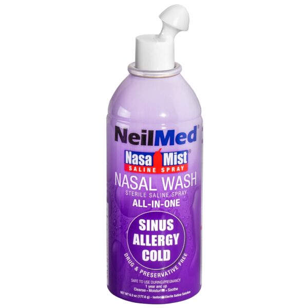 NasaMist® Saline Spray All-In-One to sterylny naturalny roztwór soli do przemywania nosa w postaci aerozolu