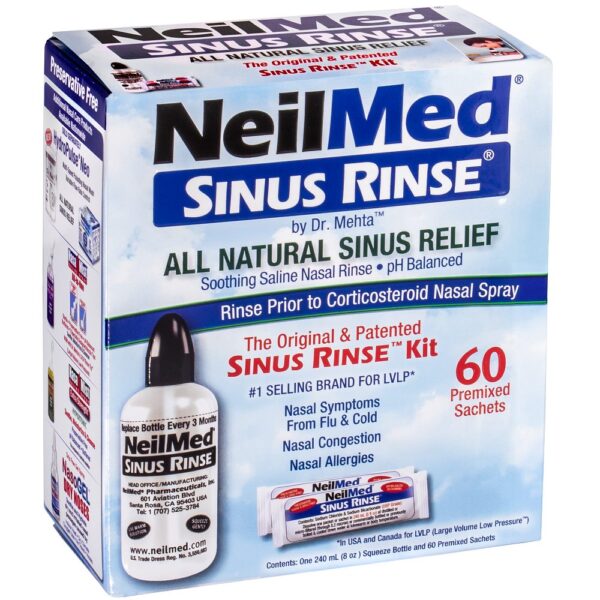 Zestaw podstawowy Sinus Rinse dla dorosłych i dzieci działa kojąco i nawilżająco usuwając katar oraz dolegliwości alergiczne